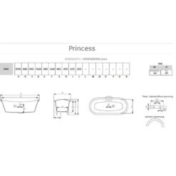 Badkar gjutjärn - Princess 170 cm