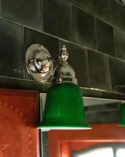 Badrumslampa - Adelborg nickel, grön klocka