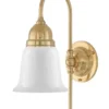 Badrumslampa - Ahlström 60 mässing, opalvit klocka