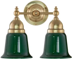 Badrumslampa - Bergman mässing, grön klocka