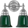 Badrumslampa - Bergman nickel, grön klocka