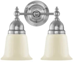 Badrumslampa - Bergman nickel, benvit klocka