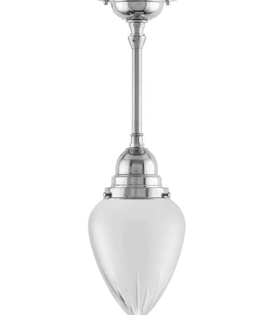 Badrumslampa - Byströmpendel 80 nickel, mattdroppe