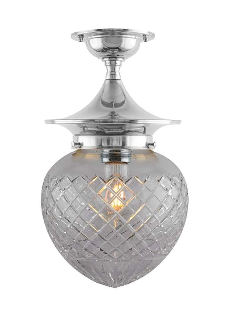 Badrumslampa - Dahlberg 100 nickel, klarglas droppe