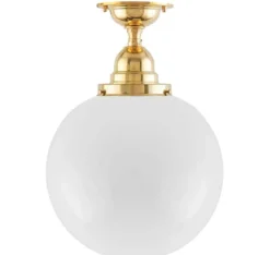 Badrumslampa - Taklampa Byström 100 mässing, stor klotskärm
