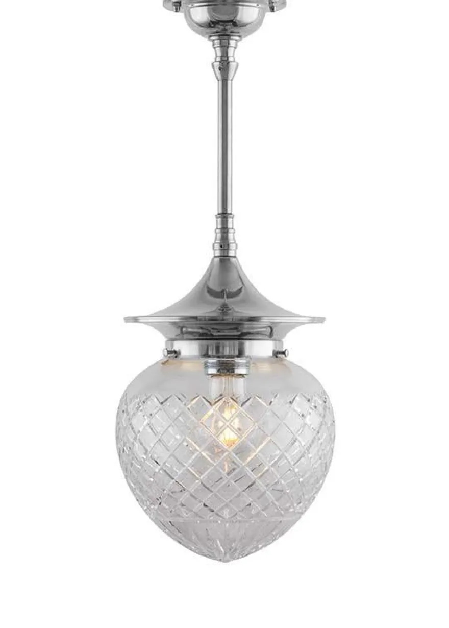 Badrumslampa - Taklampa Dahlbergspendel 100 nickel, klarglas droppe