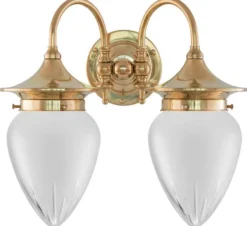 Badrumslampa - Tigerstedt mässing, slipat mattglas