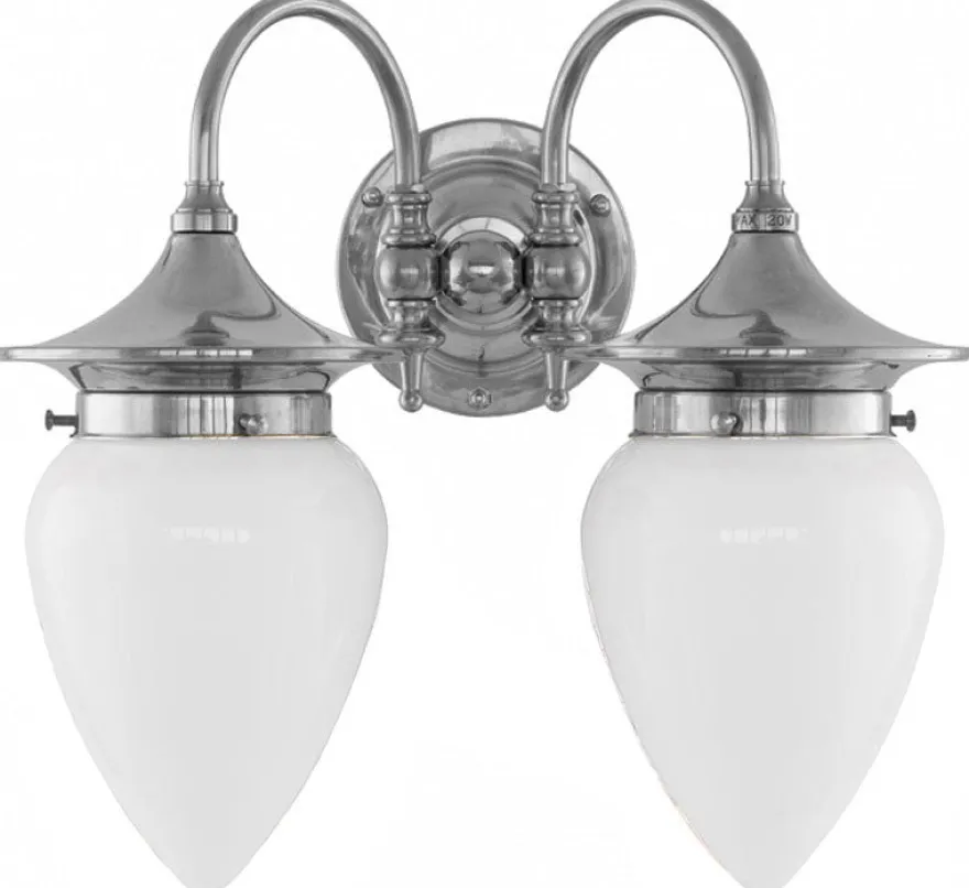 Badrumslampa - Tigerstedt nickel, opalvit droppe