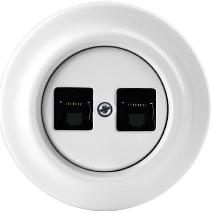 Datauttag 2xRJ45 vit porslin - ABB Decento