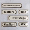 Emaljskylt - Skafferi vit/svart