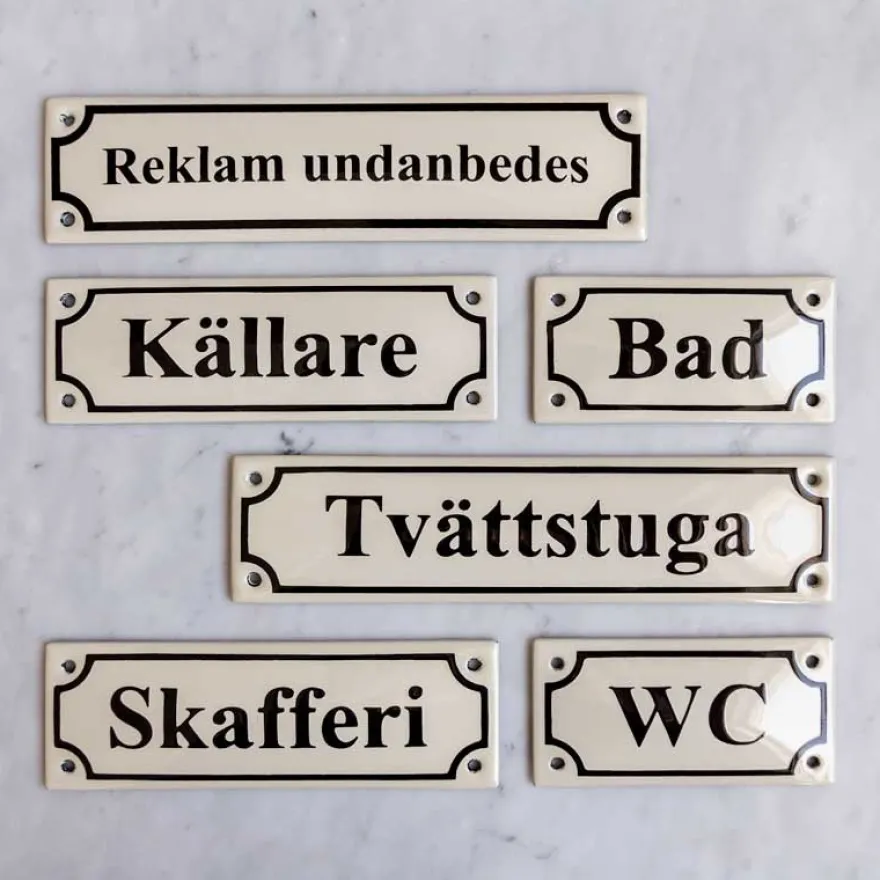 Emaljskylt - WC vit/svart