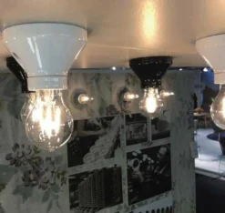 Fotlamphållare 100 mm rak - Svart porslin
