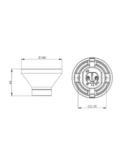 Fotlamphållare 100 mm rak - Vit porslin