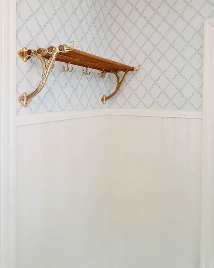 Hatthylla - Sekelskifte mässing & ek, 80 cm