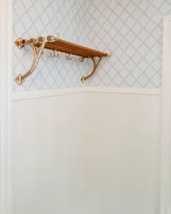 Hatthylla - Sekelskifte mässing & ek, 115 cm