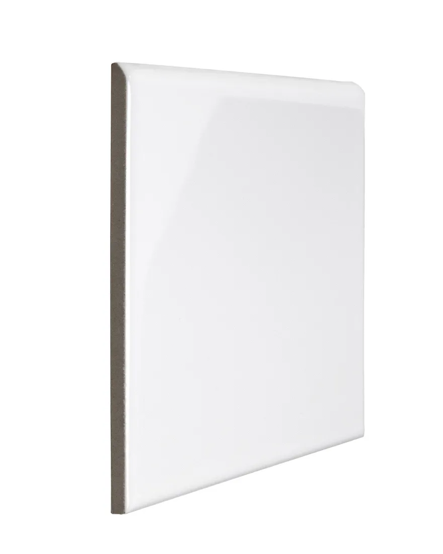 Kakel Victoria - 15 x 15 cm vit bullnose långsida/kortsida