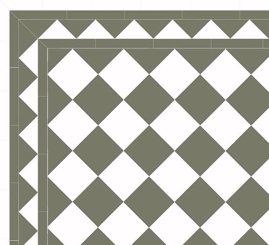 Klinker - Schackrutigt 15 x 15 cm vit/grön - Australian green