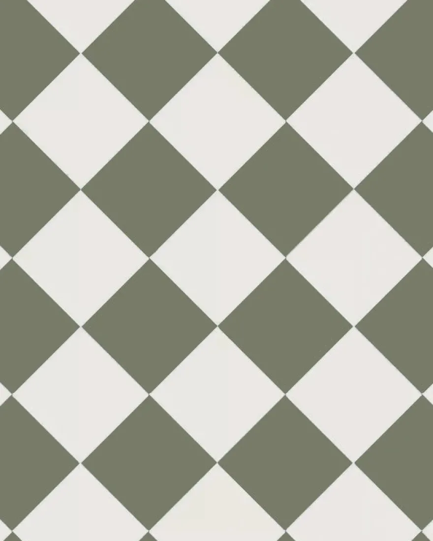Klinker - Schackrutigt 15 x 15 cm vit/grön - Australian green