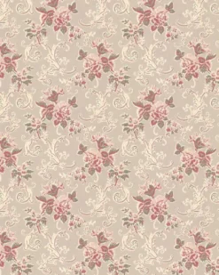 Lim & Handtryck Tapet - Hovdala blomma vit/rosa