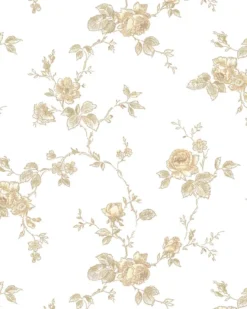 Lim & Handtryck Tapet - Rosen vit/gul