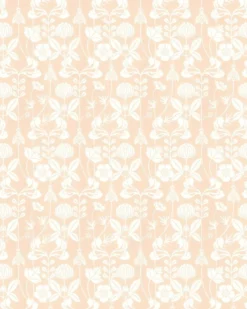 Lim & Handtryck Tapet - Solsidan rosa/vit