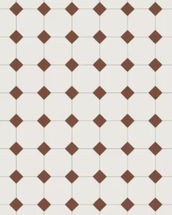 Oktagonklinker - 10 x 10 cm vit/röd