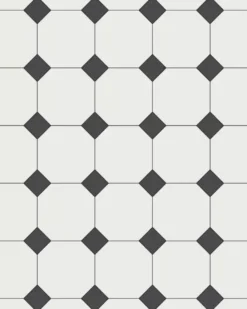 Oktagonklinker - 15 x 15 cm vit/svart
