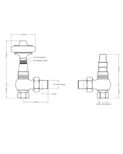 Radiatorventil termostat - Kensington brons/trä