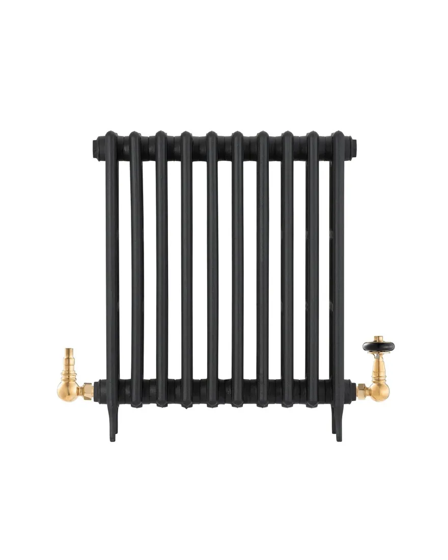Radiatorventil termostat - York (vinklad) svart nickel/trä