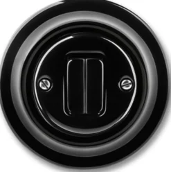 Strömbrytare svart porslin (dubbeltrapp) - ABB Decento