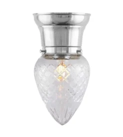 Taklampa - Frödingplafond 80 nickel, droppe klarglas