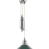 Taklampa - Skomakarhiss nickel med grön skärm 25 cm