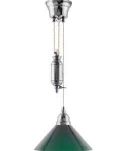 Taklampa - Skomakarhiss nickel, hög grön skärm 25 cm