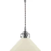Taklampa - Skomakarsladd nickel med hög benvit skärm 25 cm