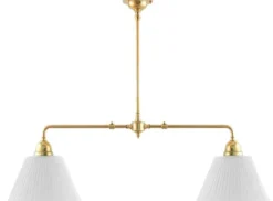 Taklampa - Spelbordslampa mässing, tygskärmar