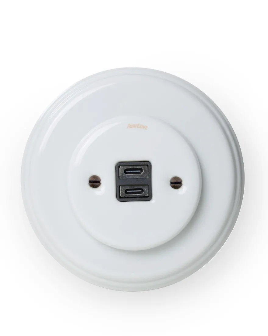 USB-C uttag vitt porslin - Fontini infällt