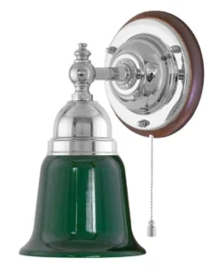 Vägglampa - Adelborg nickel, grönt glas