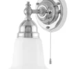 Vägglampa - Adelborg nickel, opalvit klocka