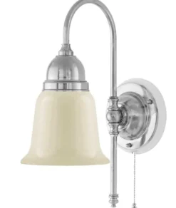 Vägglampa - Ahlström nickel, benvit klocka
