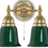 Vägglampa - Bergman mässing, grön klocka