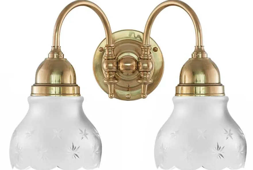Vägglampa - Stackelberg mässing, slipat mattglas