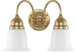 Vägglampa - Stackelberg mässing, opalvit klocka