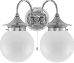 Vägglampa - Tigerstedt nickel, opalvita klot
