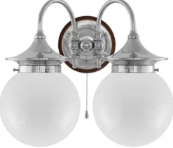Vägglampa - Tigerstedt nickel, opalvita klot