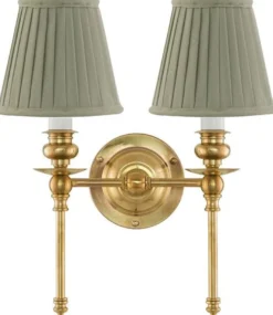 Vägglampa - Wivallius mässing, olivgrön tygskärm