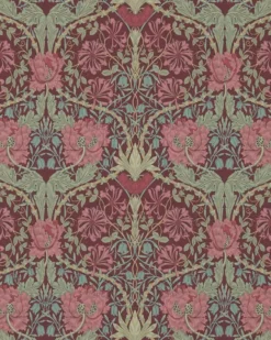 William Morris & Co. Tapet - Honeysuckle & Tulip Burgundy/Sage