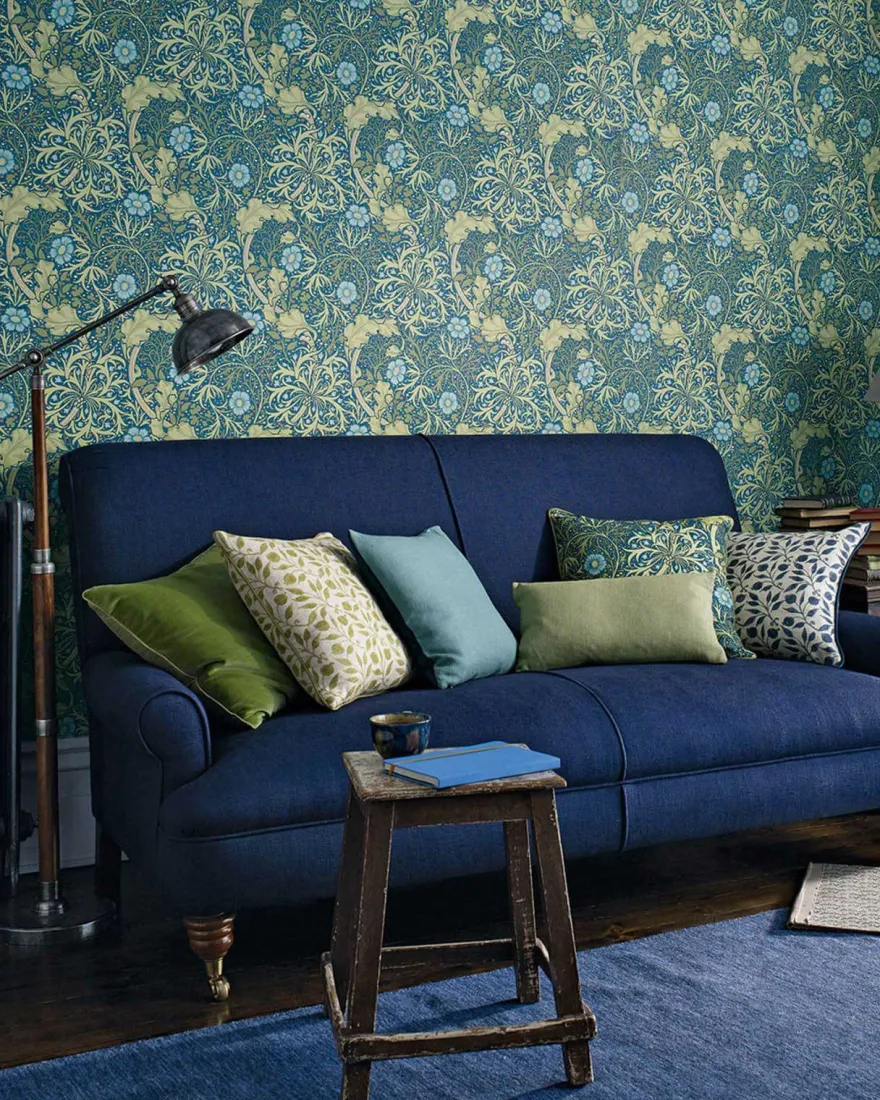 William Morris & Co. Tapet - Morris Seaweed Cobalt/Thyme