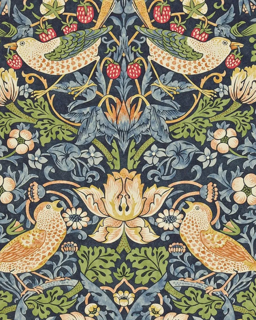 William Morris & Co. Tapet - Strawberry Thief chocolate/slate